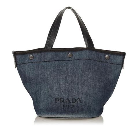 prada vintage tote bag canvas silver|prada denim tote bag.